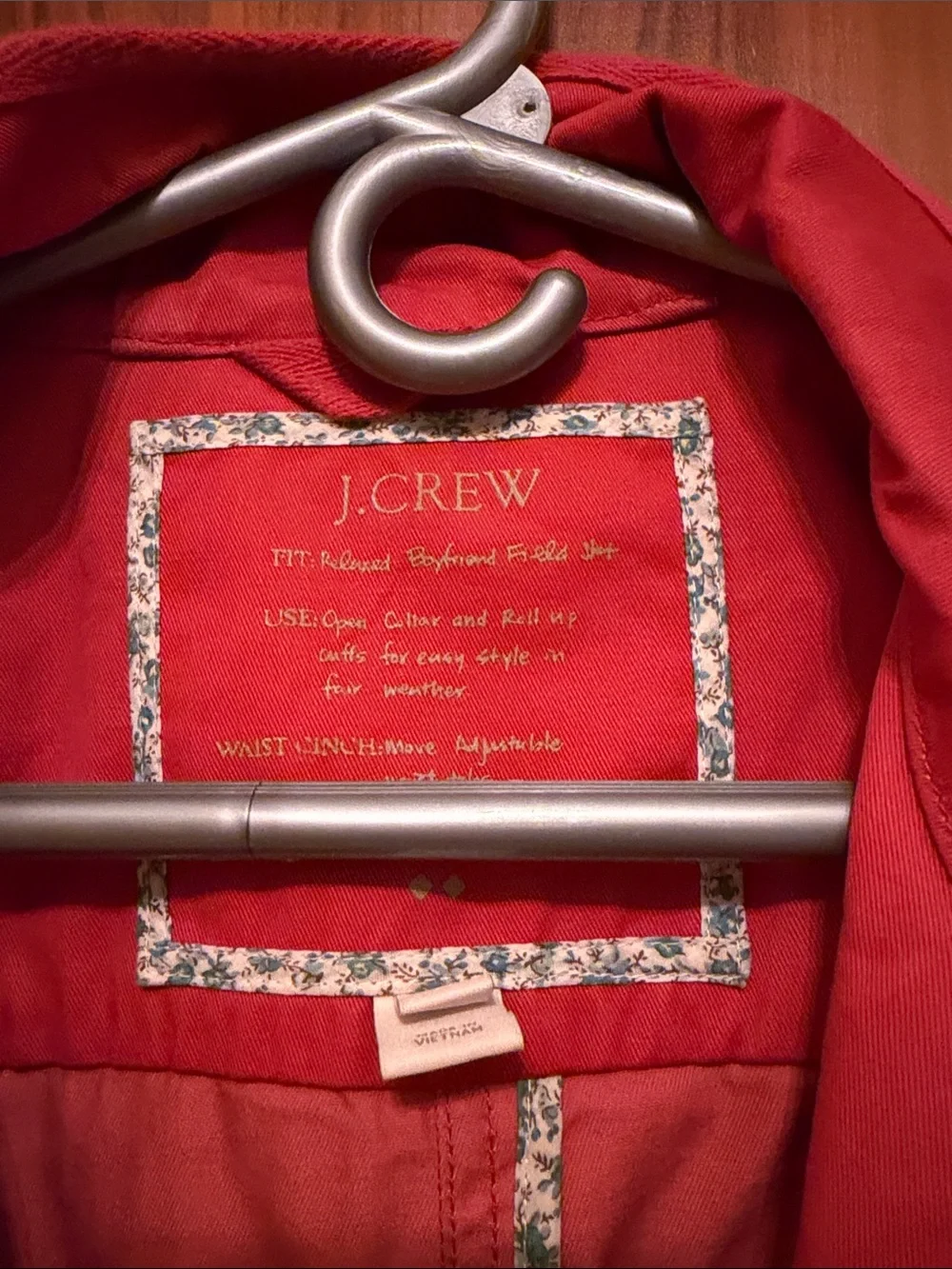 J. Crew Red Utility Field Jacket with Gold-Tone Snaps